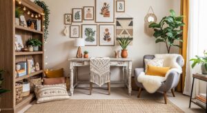 24 Warm & Inviting Boho Office Designs for Home