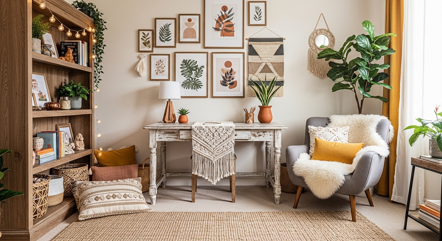 24 Warm & Inviting Boho Office Designs for Home