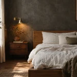 dark grey limewash bedroom